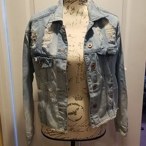 women's distressed jean jacket..size extra small